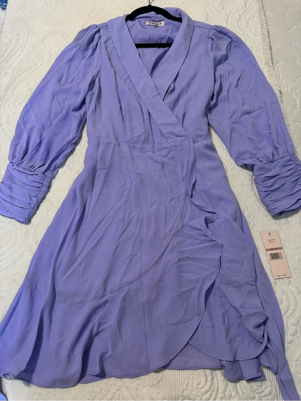 Nanette Lepore Lavender Puff-Sleeve Wrap Midi Dress